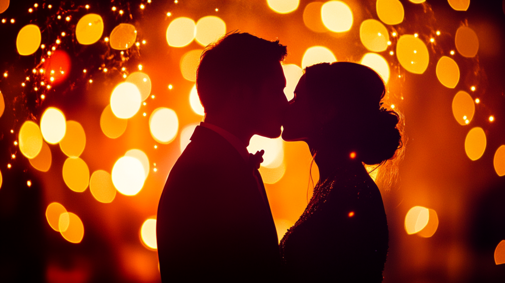 zdjęcie pocałunku pary młodej.