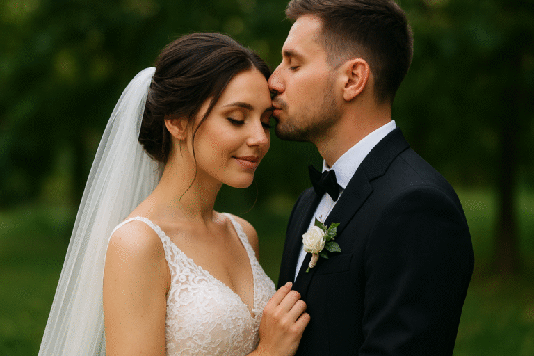 Obraz pokazujący parę młodą sfotografowaną w plenerze